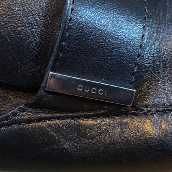 Gucci Rubber Soled Black Leather Driving Loafers 7 1/2 Vintage Unisex - Picture 7 of 12